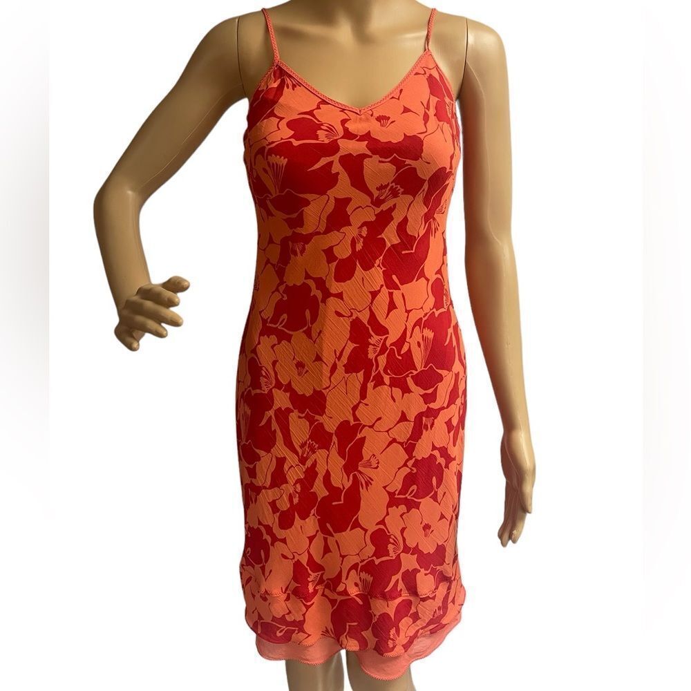 American Eagle outfitters, orange & red floral Body con midi dress, size 0